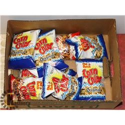 BAG WITH ASSORTED CORN CHIPS.