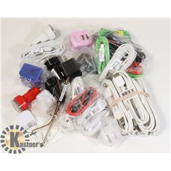 BAG OF ASSORTED CHARGE CABLES.