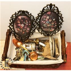 NEW WICKER BASKET WITH COLLECTIBLES AND