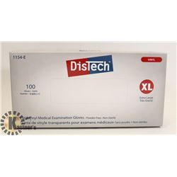BOX OF DISTECH VINYL MEDICAL EXAMINATION GLOVES