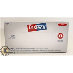 BOX OF DISTECH VINYL MEDICAL EXAMINATION GLOVES