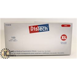 BOX OF DISTECH VINYL MEDICAL EXAMINATION GLOVES