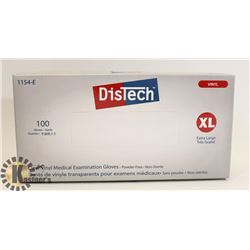 BOX OF DISTECH VINYL MEDICAL EXAMINATION GLOVES