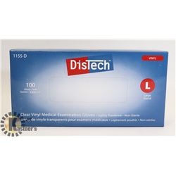BOX OF DISTECH VINYL MEDICAL EXAMINATION GLOVES