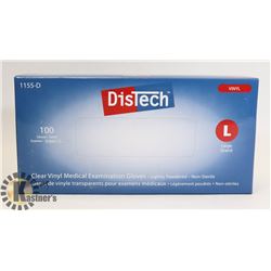 BOX OF DISTECH VINYL MEDICAL EXAMINATION GLOVES