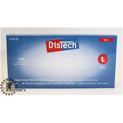 BOX OF DISTECH VINYL MEDICAL EXAMINATION GLOVES
