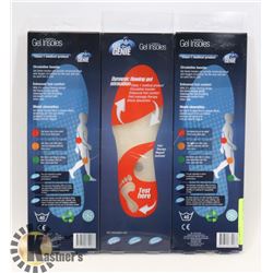 3 PAIRS OF NEW GEL GENIE INSOLES, MENS SIZE 7 - 13