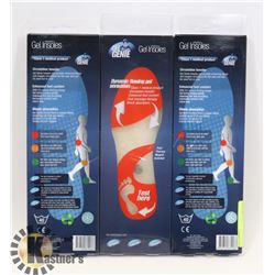 3 PAIRS OF NEW GEL GENIE INSOLES, MENS SIZE 7 - 13