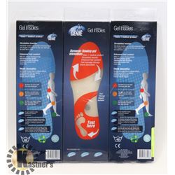 3 PAIRS OF NEW GEL GENIE INSOLES, MENS SIZE 7 - 13
