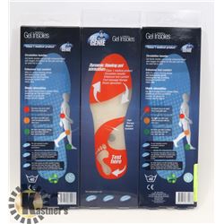 3 PAIRS OF NEW GEL GENIE INSOLES, MENS SIZE 7 - 13