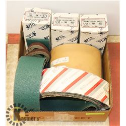 BOX OF ASSORTED SANDING BELTS