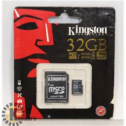 KINGSTON 32GB MICRO SD CARD AND ADAPTER