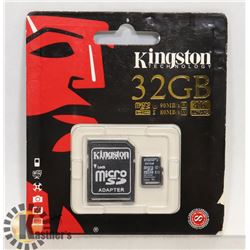 KINGSTON 32GB MICRO SD CARD AND ADAPTER