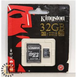KINGSTON 32GB MICRO SD CARD AND ADAPTER