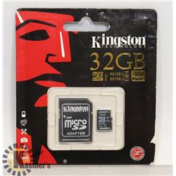 KINGSTON 32GB MICRO SD CARD AND ADAPTER