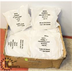 BOX OF BAGS OF 100 MENS POLYETHYLENE GLOVES
