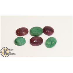 #76- RED RUBY/GREEN EMERALD 69 ct