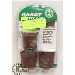 NEW 3 PACK HANDY COFFEE CUPS REUSABLE SINGLE