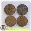 4 ANTIQUE LARGE PENNIES, 1916, 1919, 1919, 1901
