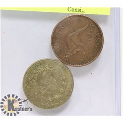 1943 AUSTRALIAN PENNIE 7 ITALIAN COIN 1843