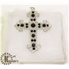 Image 1 : LARGE SILVER TONE CROSS WITH STONES