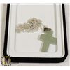 Image 1 : JADE CROSS WITH 925 STERLING SILVER CHAIN