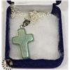 Image 1 : JADE CROSS WITH 925 STERLING SILVER CHAIN