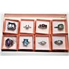 Image 1 : 17)  LOT OF 8 FASHION RINGS INCLUDING
