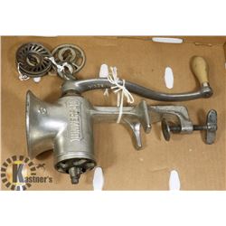 VINTAGE UNIVERSAL #3 MEAT GRINDER W/ ATTACHMENTS