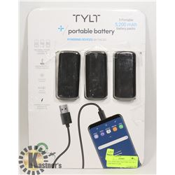 TYLT PORTABLE BATTERY SET W/ 3 5,200 MAH PACKS