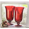 Image 1 : SET OF 2 NEW PEDESTAL HURRICANE VASES -