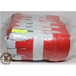 BUNDLE OF 12 LEATHER WORK GLOVES