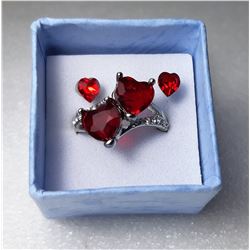 16)  SILVER TONE WITH 2 LARGER HEART