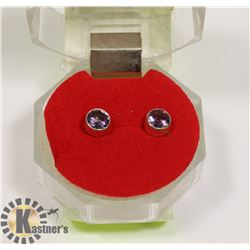 PURPLE CZ STUD EARRINGS