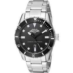 NEW ARMANI EXCHANGE BLACK DIAL ST. STEEL WATCH