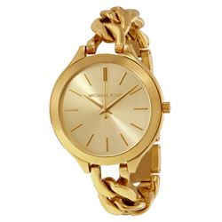 NEW MICHAEL KORS SLIM RUNWAY CHAMPAGNE DIAL GOLD