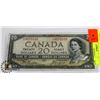 Image 1 : CANADIAN 1954 20 DOLLAR DEVIL FACE BILL