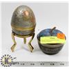 Image 1 : BRASS APPLE & BRASS EGG TRINKET BOXES