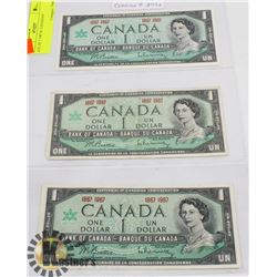 LOT OF 3 1967 $1 CANADIAN