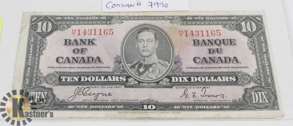 1937 $10 CANADIAN BILL