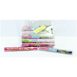 BAG OF BOTTLE CAPS & SWEET TARTS CANDY.