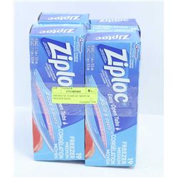 4 BOXES OF 19 ZIPLOC MEDIUM FREEZER BAGS.