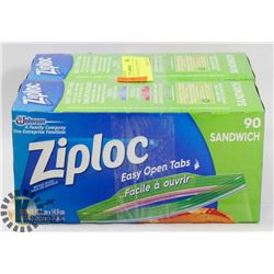 2 BOXES OF 90 ZIPLOC SANDWICH BAGS.