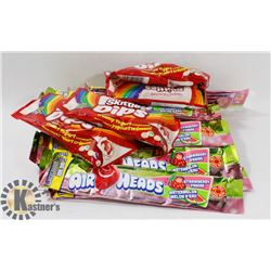 LOT OF ASSORTED AIRHEADS AND SKITTLES.