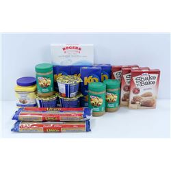 BOX OF ASSORTED PASTA, KD, SHAKE N BAKE AND MORE