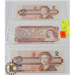 TWO 1986 $2 BILLS & ONE 1974 $2 BILL