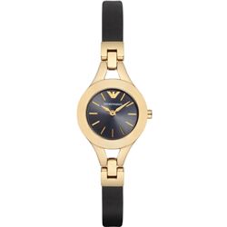 NEW EMPORIO ARMANI GOLD TONE LEATHER BAND WATCH