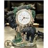 Image 1 : BEAR SCENE MANTLE CLOCK, 10" TALL, NEW BATTERY