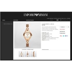 NEW EMPORIO ARMANI ROSE GOLD WATCH MSRP $383