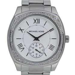 NEW MICHAEL KORS BRYN SILVER DIAL ST. STEEL WATCH